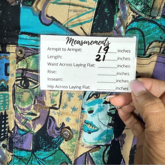 Mirror Image Vintage Denim Jacket W/Colorful Abstract Art. Size Medium. EUC. - Picture 9 of 11